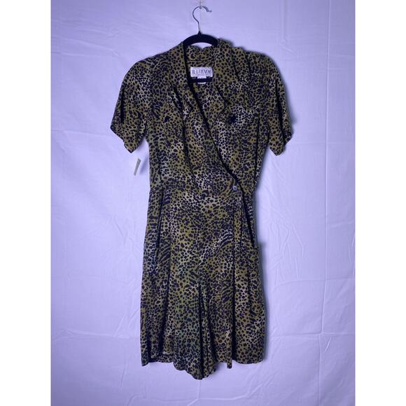 Vintage 80s-90's Women's RJ Stevens Cheetah Print Romper Green Black Women's 8 - Picture 1 of 3